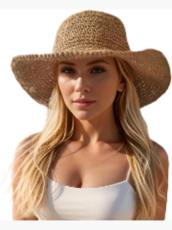 Accessories - Handmade Paper Straw Wide Brim Sun Hat Foldable Travel Beach Hat